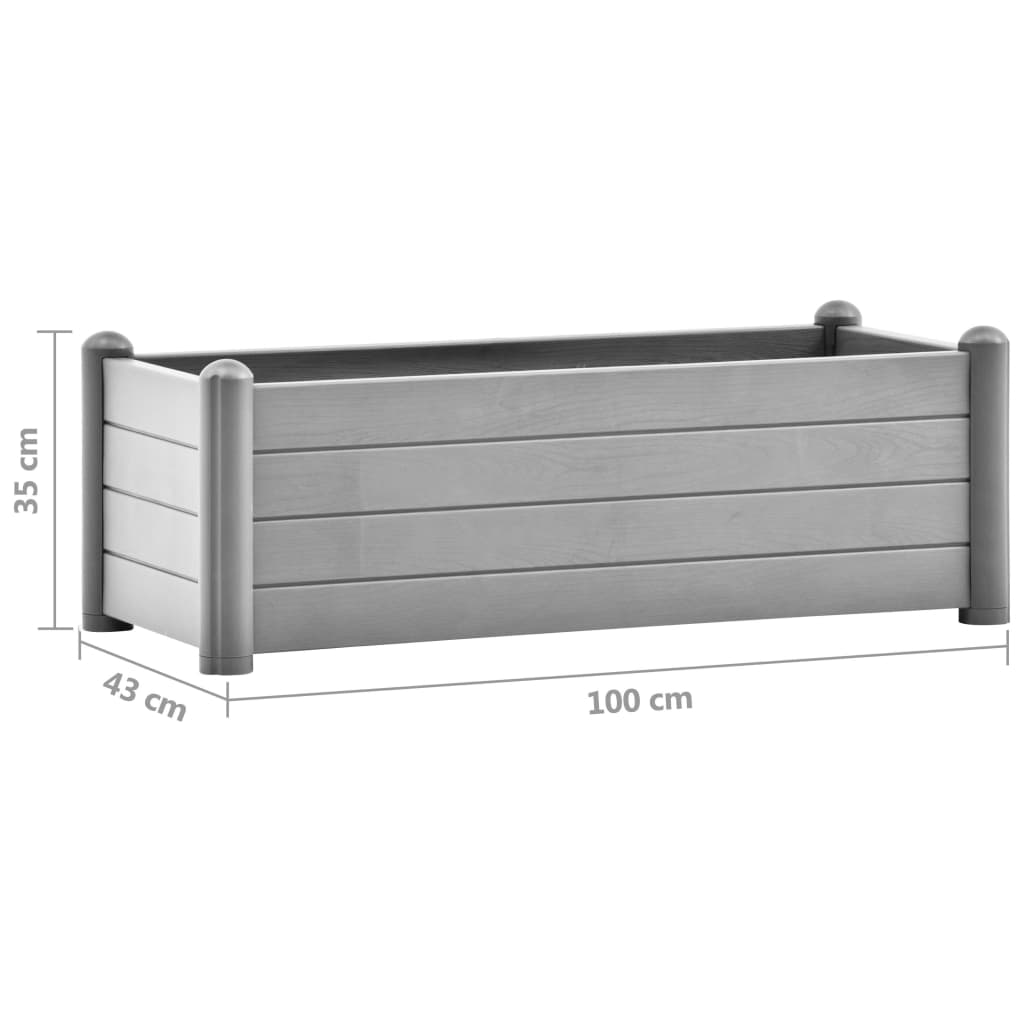 vidaXL Strat înălțat de grădină, gri piatră, 100x43x35 cm, PP vidaXL Strat înălțat de grădină, gri piatră, 100x43x35 cm, PP