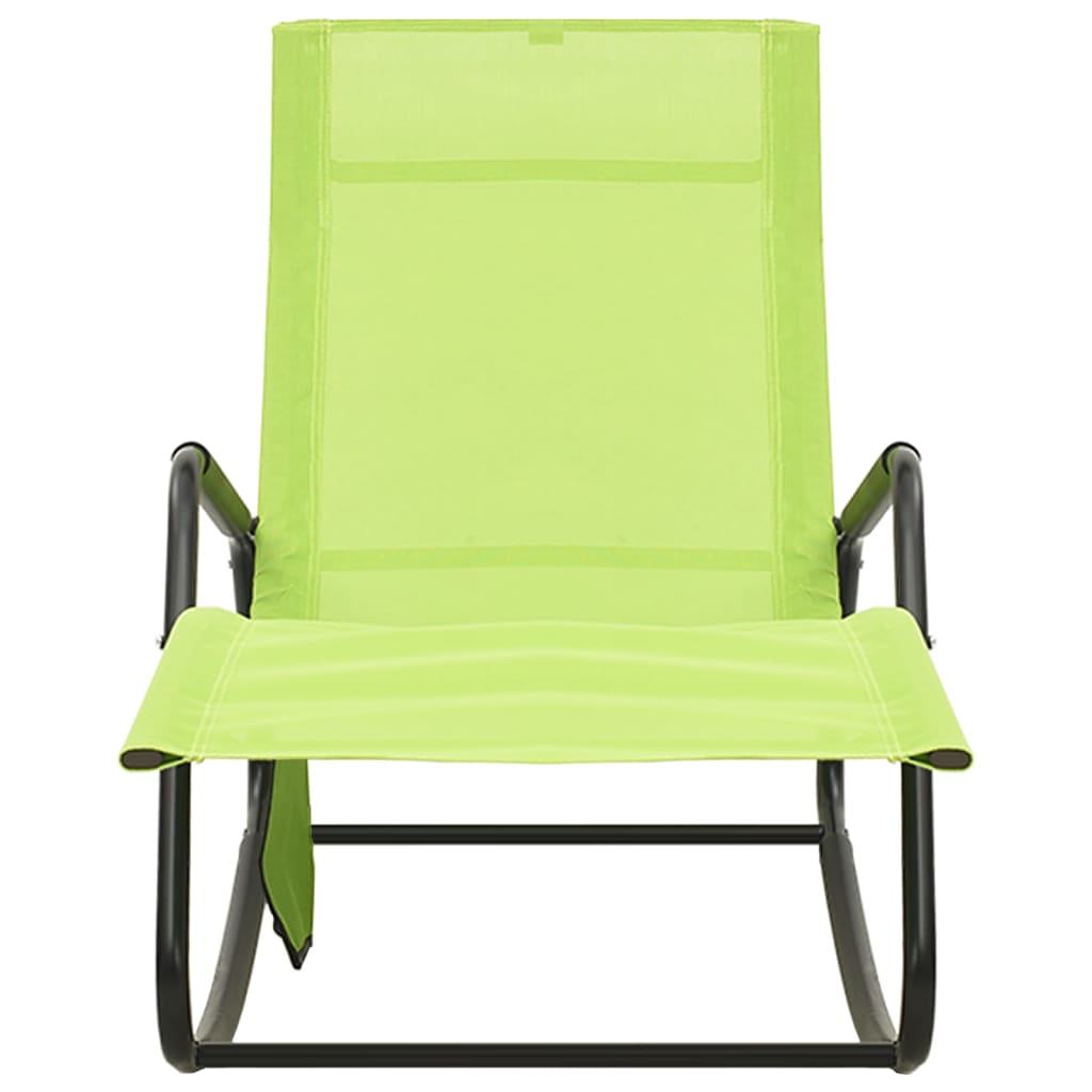 vidaXL Șezlong de plajă, verde, oțel și textilenă vidaXL Șezlong de plajă, verde, oțel și textilenă