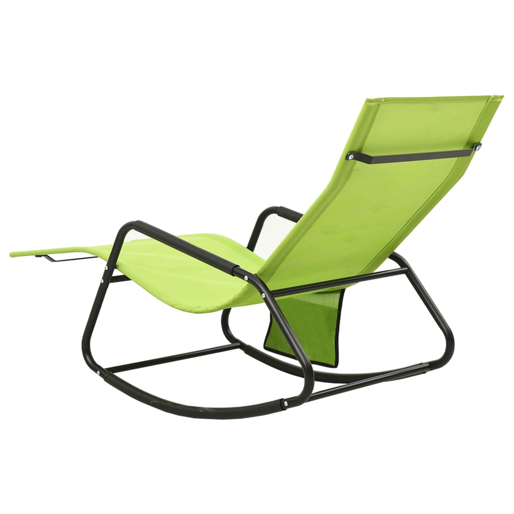 vidaXL Șezlong de plajă, verde, oțel și textilenă vidaXL Șezlong de plajă, verde, oțel și textilenă