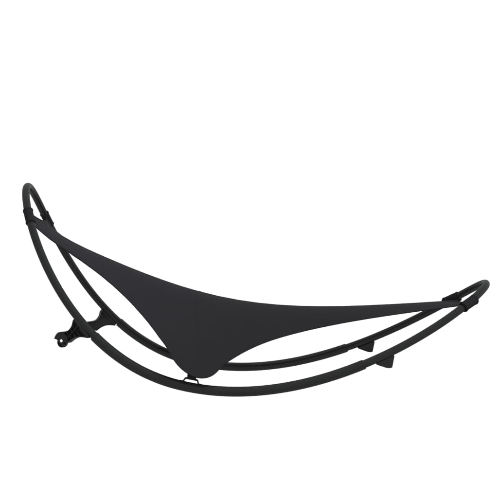 vidaXL Șezlong balansoar cu roți din oțel și material textil, negru vidaXL Șezlong balansoar cu roți din oțel și material textil, negru