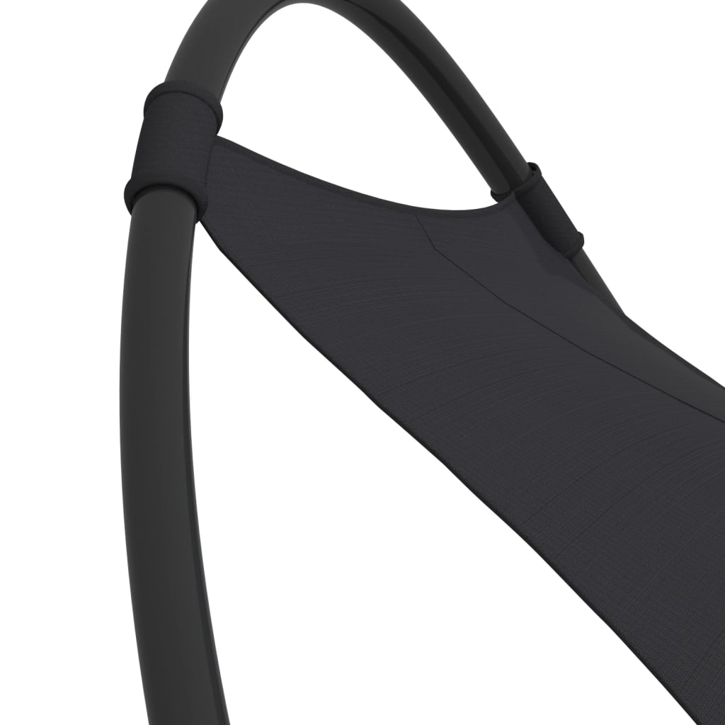 vidaXL Șezlong balansoar cu roți din oțel și material textil, negru vidaXL Șezlong balansoar cu roți din oțel și material textil, negru