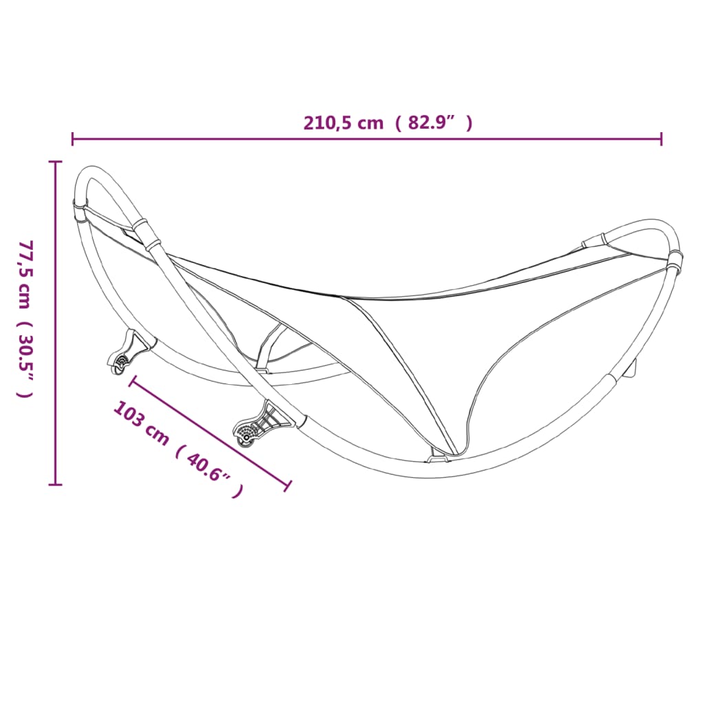 vidaXL Șezlong balansoar cu roți din oțel și material textil ,gri