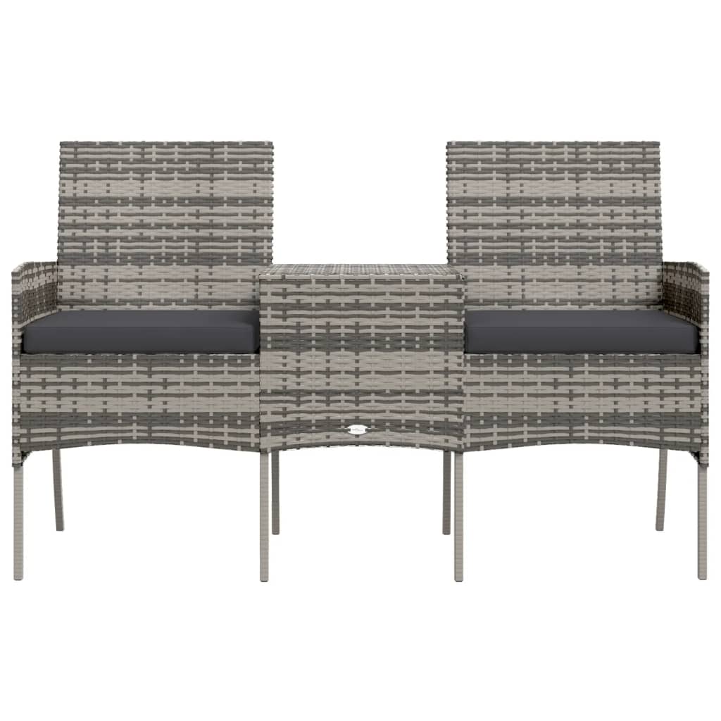 vidaXL Canapea de grădină cu 2 locuri masă de ceai antracit poliratan