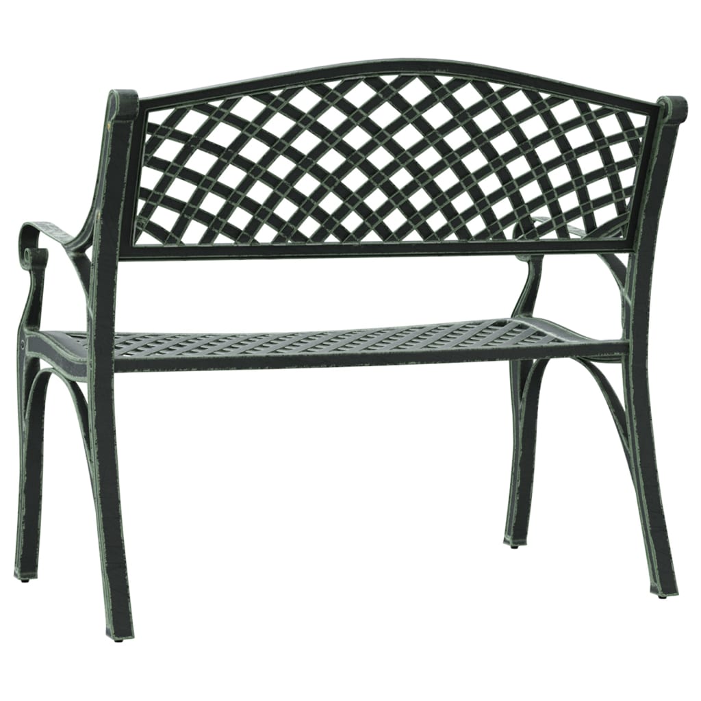 vidaXL Bancă de grădină, verde, 102 cm, aluminiu turnat
