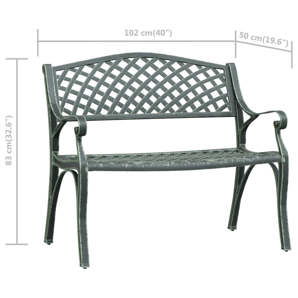 vidaXL Bancă de grădină, verde, 102 cm, aluminiu turnat