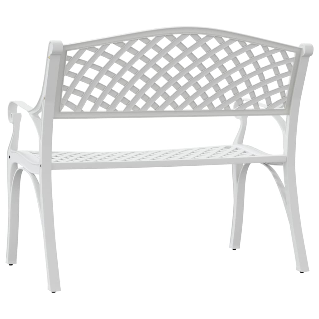 vidaXL Bancă de grădină, alb, 102 cm, aluminiu turnat