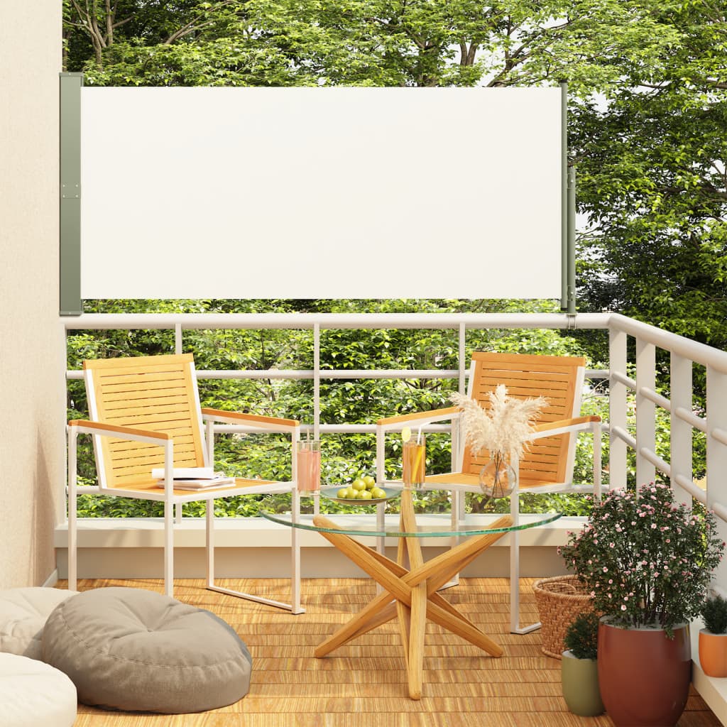vidaXL Copertină laterală retractabilă de terasă, crem, 140x300 cm vidaXL Copertină laterală retractabilă de terasă, crem, 140x300 cm