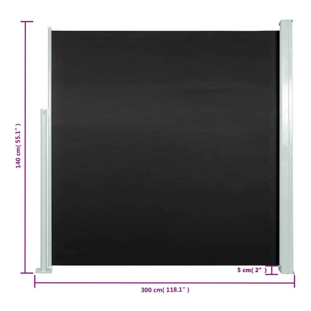 vidaXL Copertină laterală retractabilă de terasă, negru, 140x300 cm vidaXL Copertină laterală retractabilă de terasă, negru, 140x300 cm