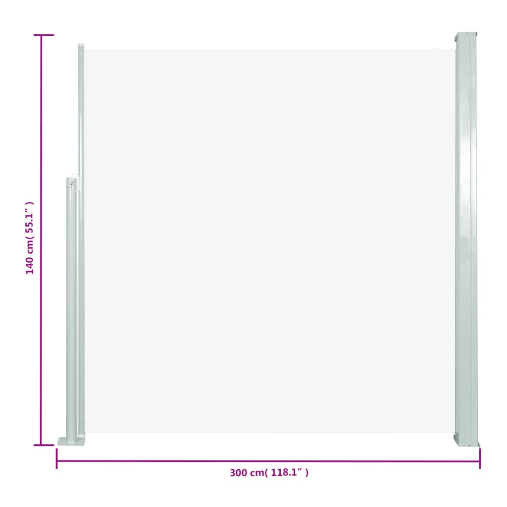 vidaXL Copertină laterală retractabilă de terasă, crem, 140x300 cm vidaXL Copertină laterală retractabilă de terasă, crem, 140x300 cm