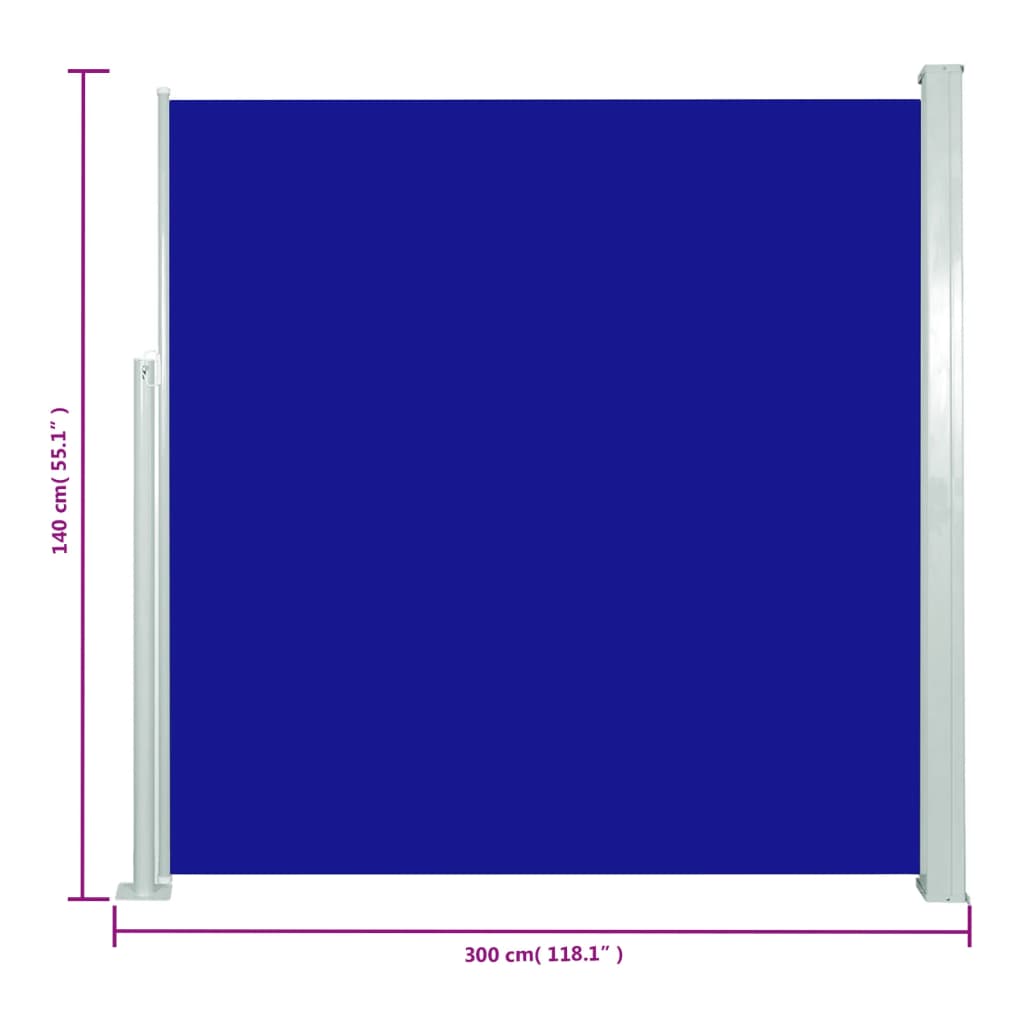 vidaXL Copertină laterală retractabilă de terasă, albastru, 140x300 cm vidaXL Copertină laterală retractabilă de terasă, albastru, 140x300 cm