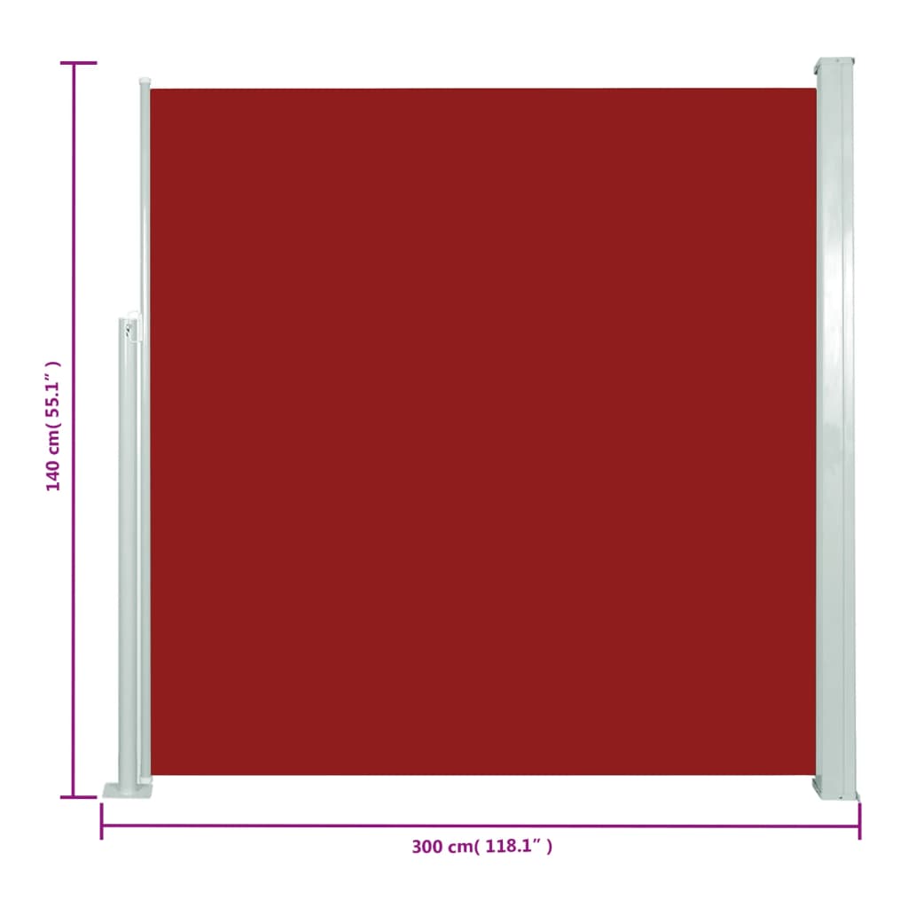 vidaXL Copertină laterală retractabilă de terasă, roșu, 140x300 cm vidaXL Copertină laterală retractabilă de terasă, roșu, 140x300 cm