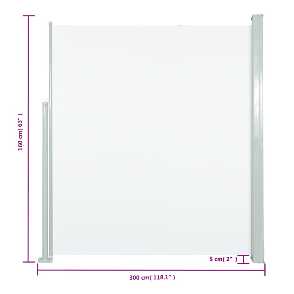 vidaXL Copertină laterală retractabilă de terasă, crem, 160x300 cm vidaXL Copertină laterală retractabilă de terasă, crem, 160x300 cm