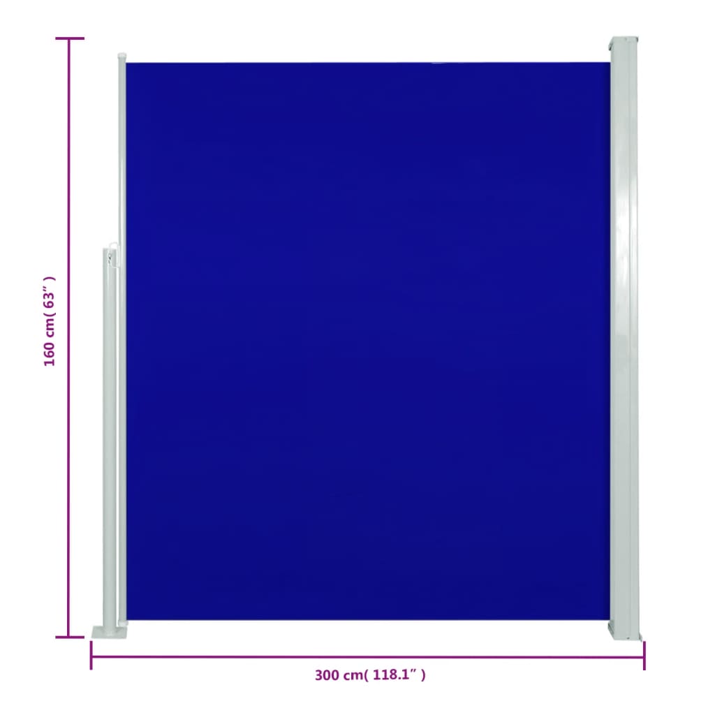 vidaXL Copertină laterală retractabilă de terasă, albastru, 160x300 cm vidaXL Copertină laterală retractabilă de terasă, albastru, 160x300 cm