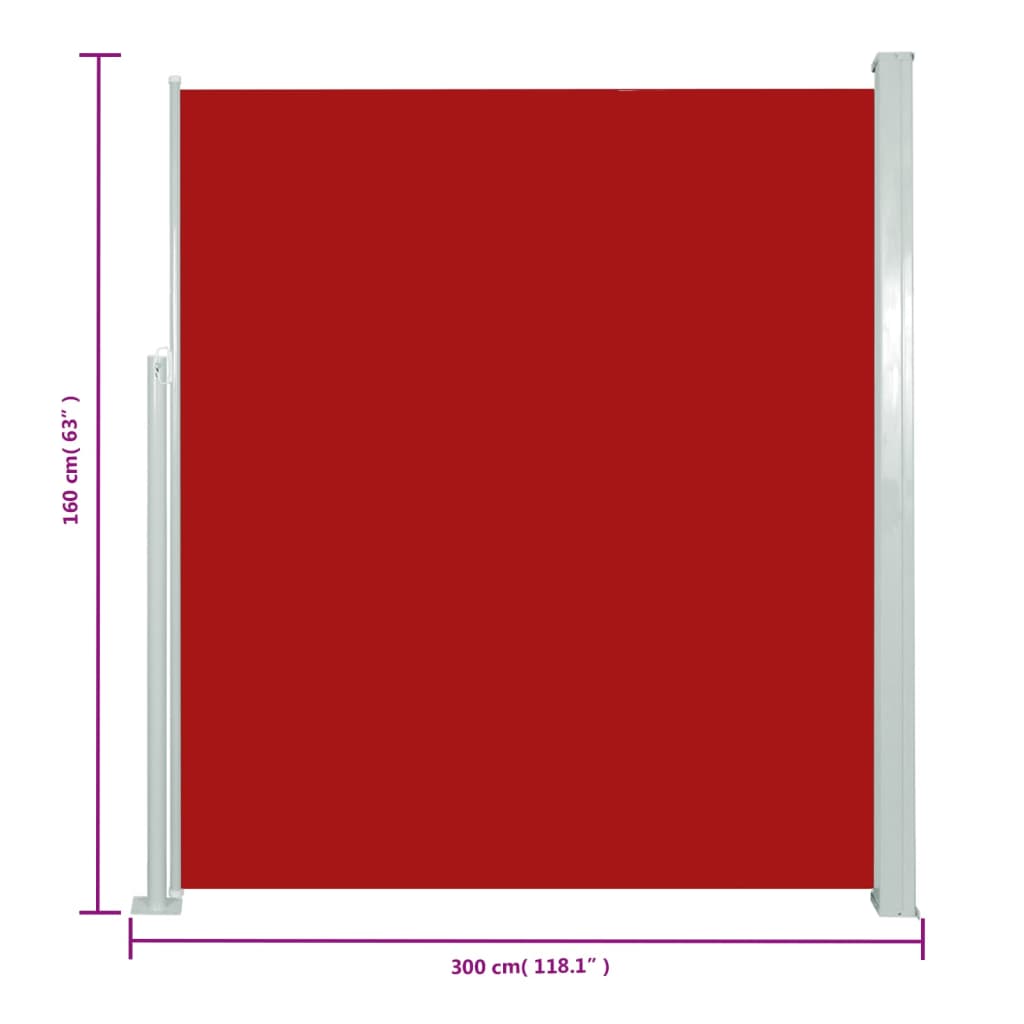 vidaXL Copertină laterală retractabilă de terasă, roșu, 160x300 cm vidaXL Copertină laterală retractabilă de terasă, roșu, 160x300 cm