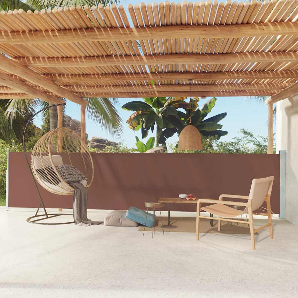 vidaXL Copertină laterală retractabilă de terasă, maro, 117x600 cm vidaXL Copertină laterală retractabilă de terasă, maro, 117x600 cm