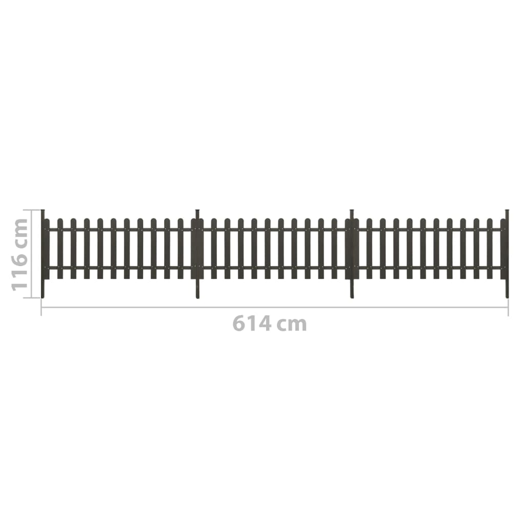 vidaXL Gard din șipci cu stâlpi, 3 buc., 614x80 cm, WPC vidaXL Gard din șipci cu stâlpi, 3 buc., 614x80 cm, WPC