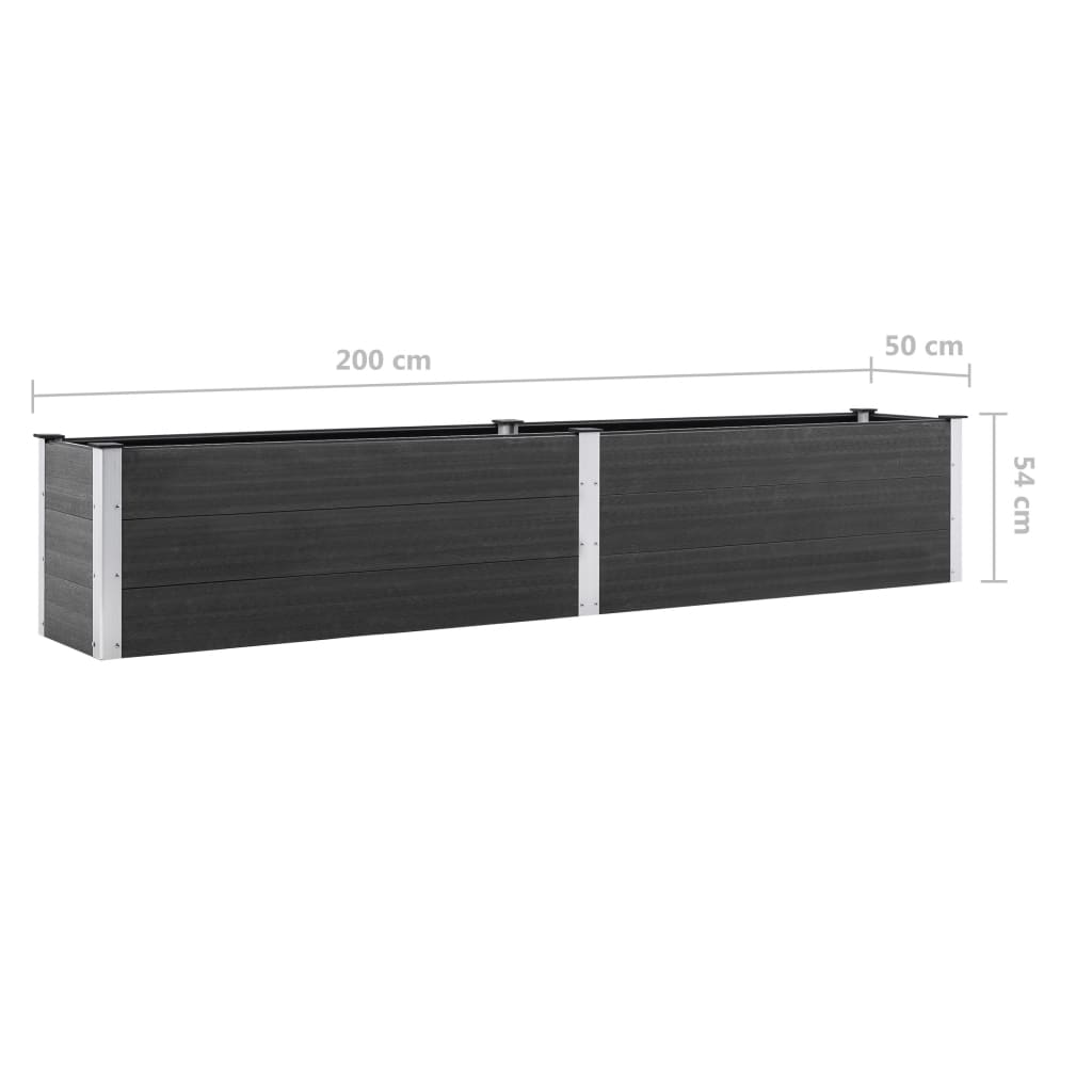vidaXL Strat înălțat de grădină, gri, 200x50x54 cm, WPC vidaXL Strat înălțat de grădină, gri, 200x50x54 cm, WPC