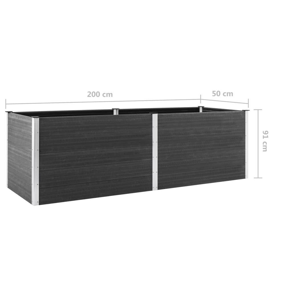 vidaXL Strat înălțat de grădină, gri, 200x50x91 cm, WPC vidaXL Strat înălțat de grădină, gri, 200x50x91 cm, WPC