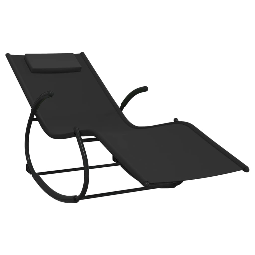 vidaXL Șezlong balansoar, negru, oțel și textilenă vidaXL Șezlong balansoar, negru, oțel și textilenă