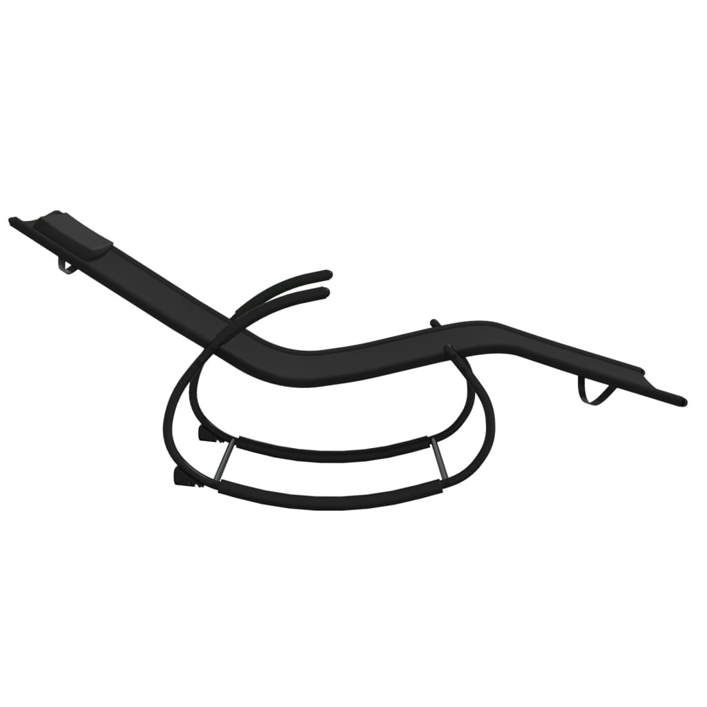 vidaXL Șezlong balansoar, negru, oțel și textilenă vidaXL Șezlong balansoar, negru, oțel și textilenă