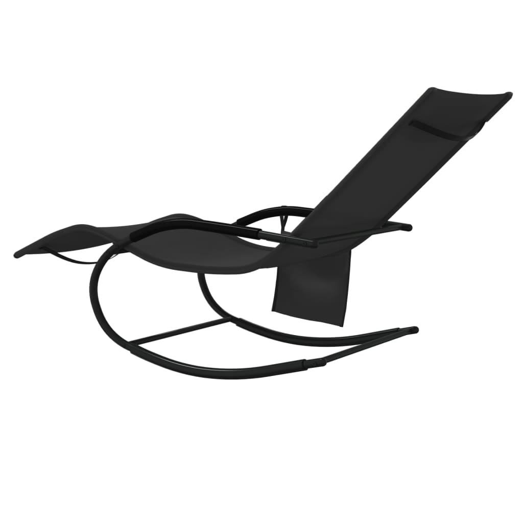 vidaXL Șezlong balansoar, negru, oțel și textilenă vidaXL Șezlong balansoar, negru, oțel și textilenă