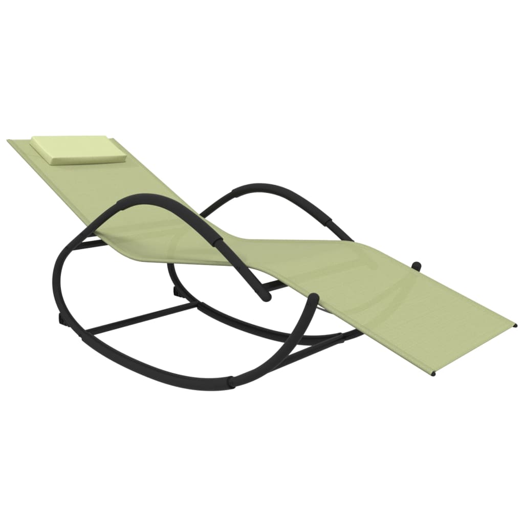 vidaXL Șezlonguri de plajă cu balansoar, 2 buc, crem, oțel & textilenă vidaXL Șezlonguri de plajă cu balansoar, 2 buc, crem, oțel & textilenă