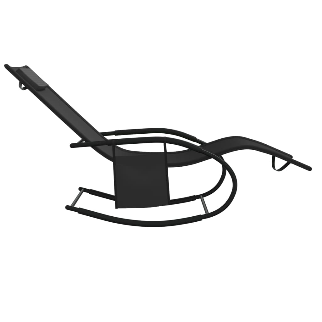 vidaXL Șezlonguri balansoare, 2 buc., negru, oțel și textilenă