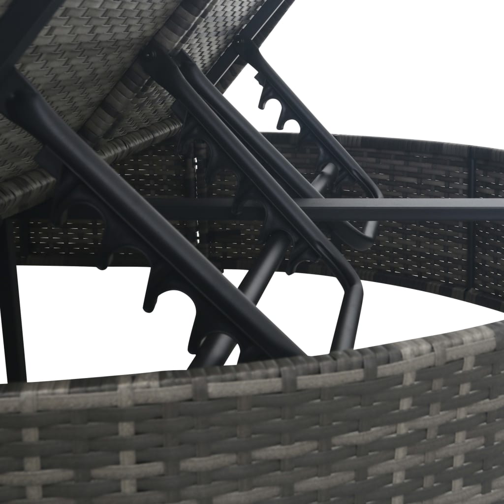 vidaXL Șezlong cu 2 locuri cu perne, gri, poliratan