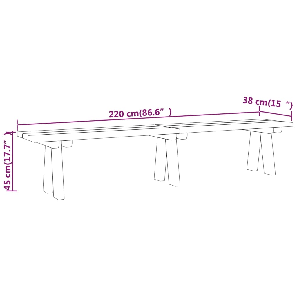 vidaXL Bancă de grădină, 220 cm, lemn masiv de pin impregnat vidaXL Bancă de grădină, 220 cm, lemn masiv de pin impregnat