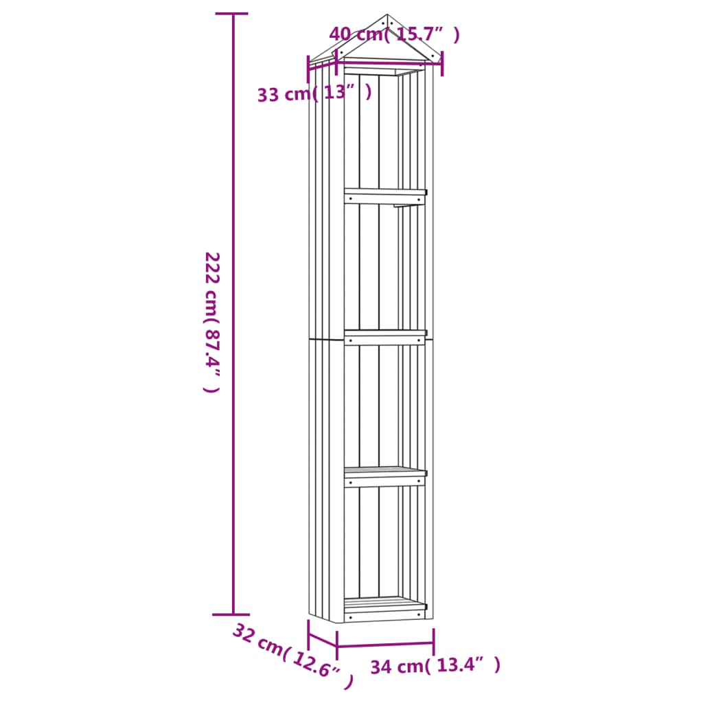 vidaXL Magazie unelte de grădină, 40x33x222 cm, lemn de pin tratat vidaXL Magazie unelte de grădină, 40x33x222 cm, lemn de pin tratat