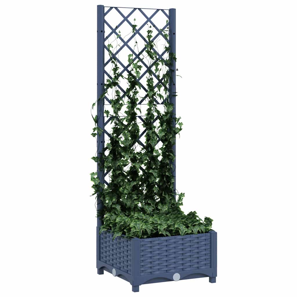 vidaXL Jardinieră de grădină cu spalier,albastru gri, 40x40x121,5 cm, PP