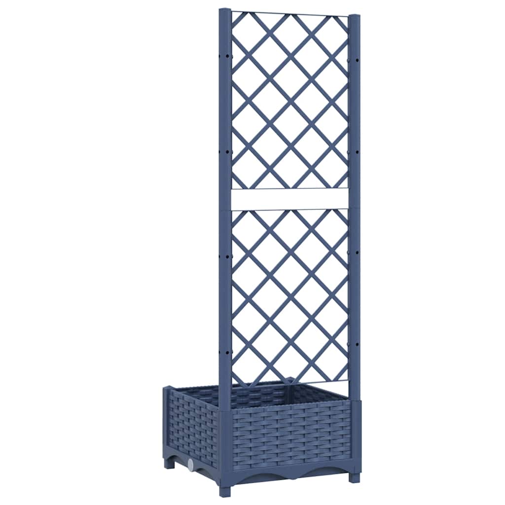 vidaXL Jardinieră de grădină cu spalier,albastru gri, 40x40x121,5 cm, PP