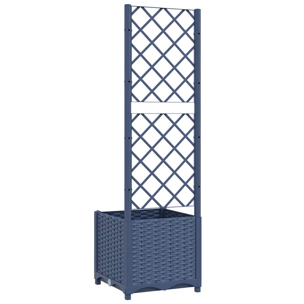 vidaXL Jardinieră de grădină cu spalier,albastru gri, 40x40x136 cm, PP