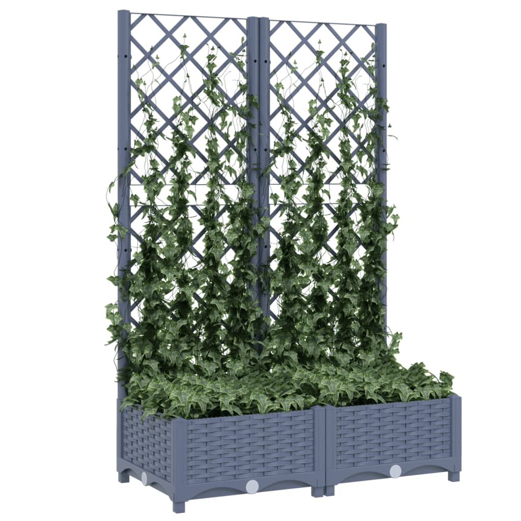 vidaXL Jardinieră de grădină cu spalier,albastru gri, 80x40x121,5 cm, PP