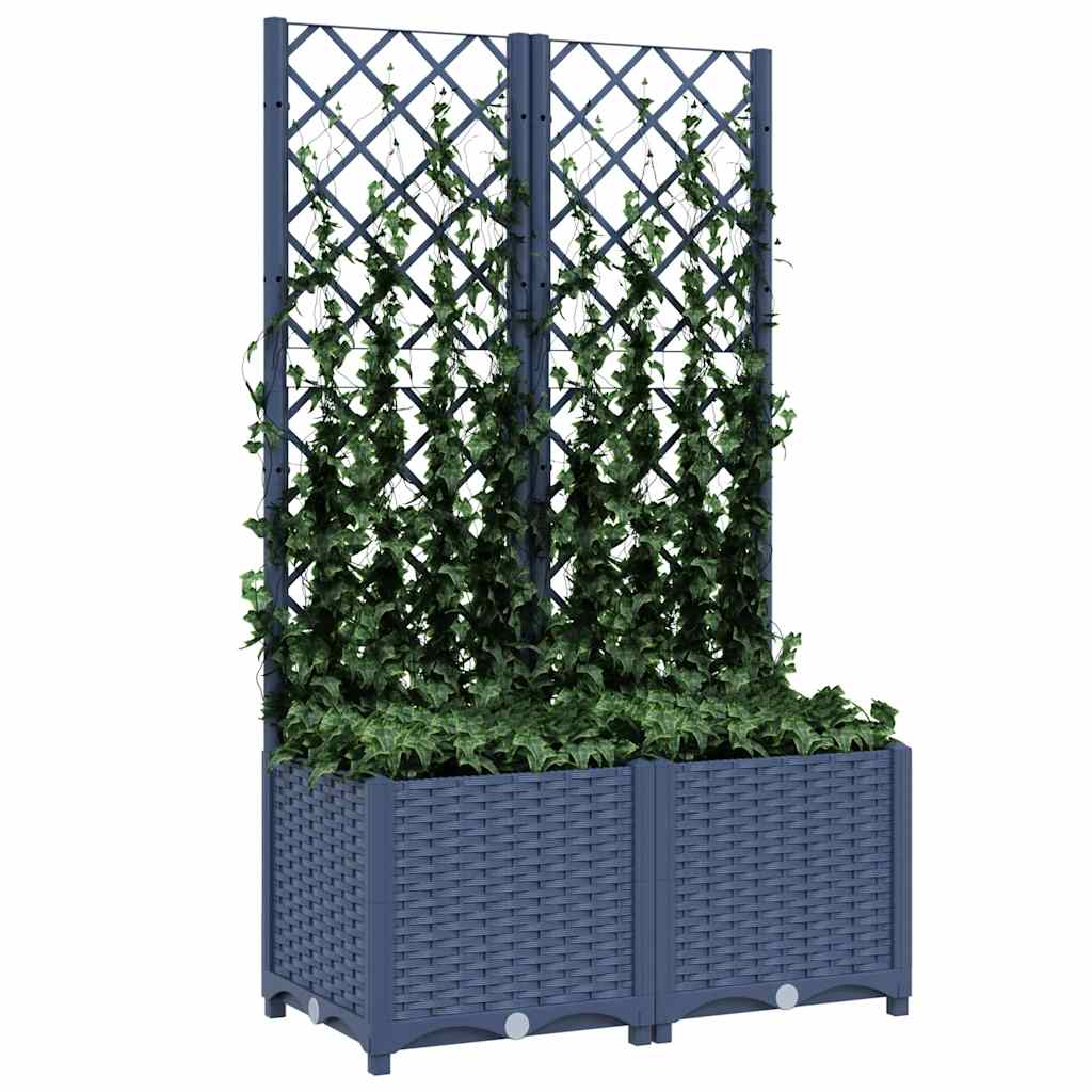 vidaXL Jardinieră de grădină cu spalier,albastru gri, 80x40x136 cm, PP