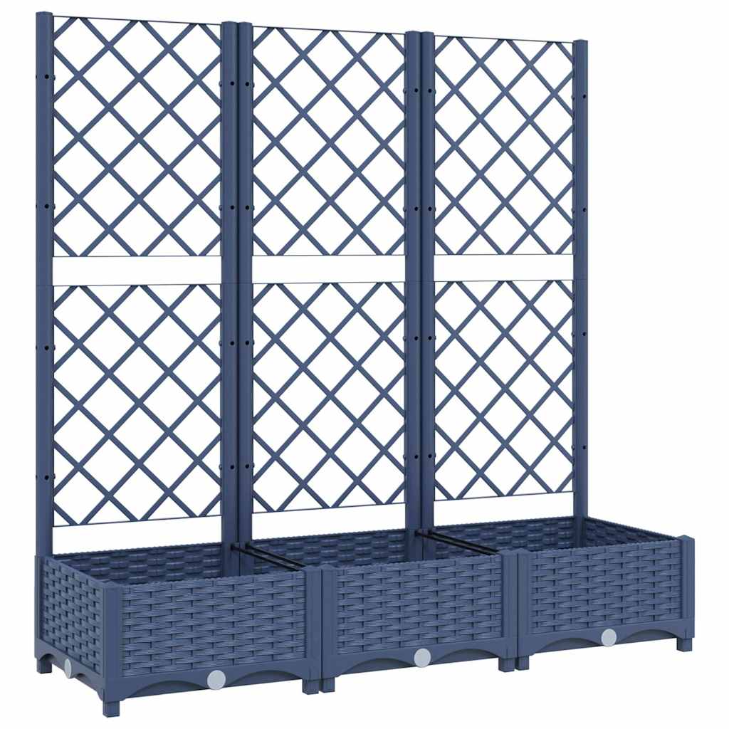vidaXL Jardinieră de grădină cu spalier,albastru gri,120x40x121,5 cm, PP