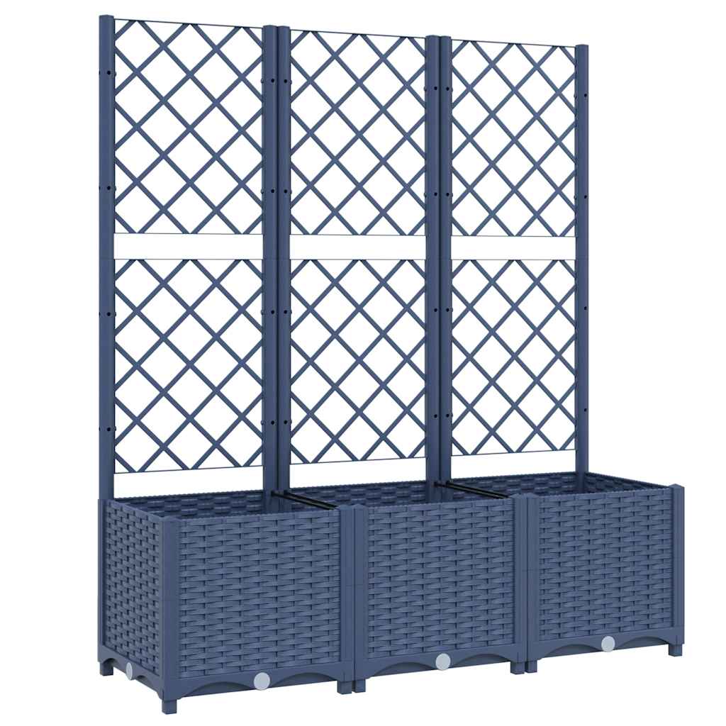 vidaXL Jardinieră de grădină cu spalier,albastru gri, 120x40x136 cm, PP