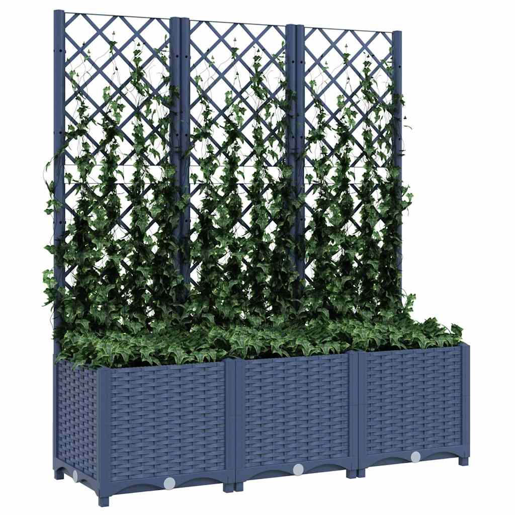 vidaXL Jardinieră de grădină cu spalier,albastru gri, 120x40x136 cm, PP