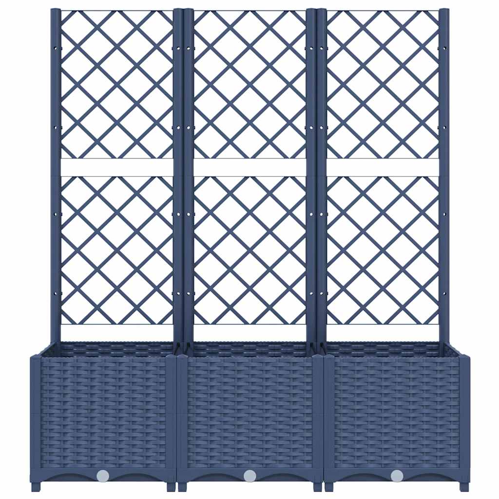 vidaXL Jardinieră de grădină cu spalier,albastru gri, 120x40x136 cm, PP