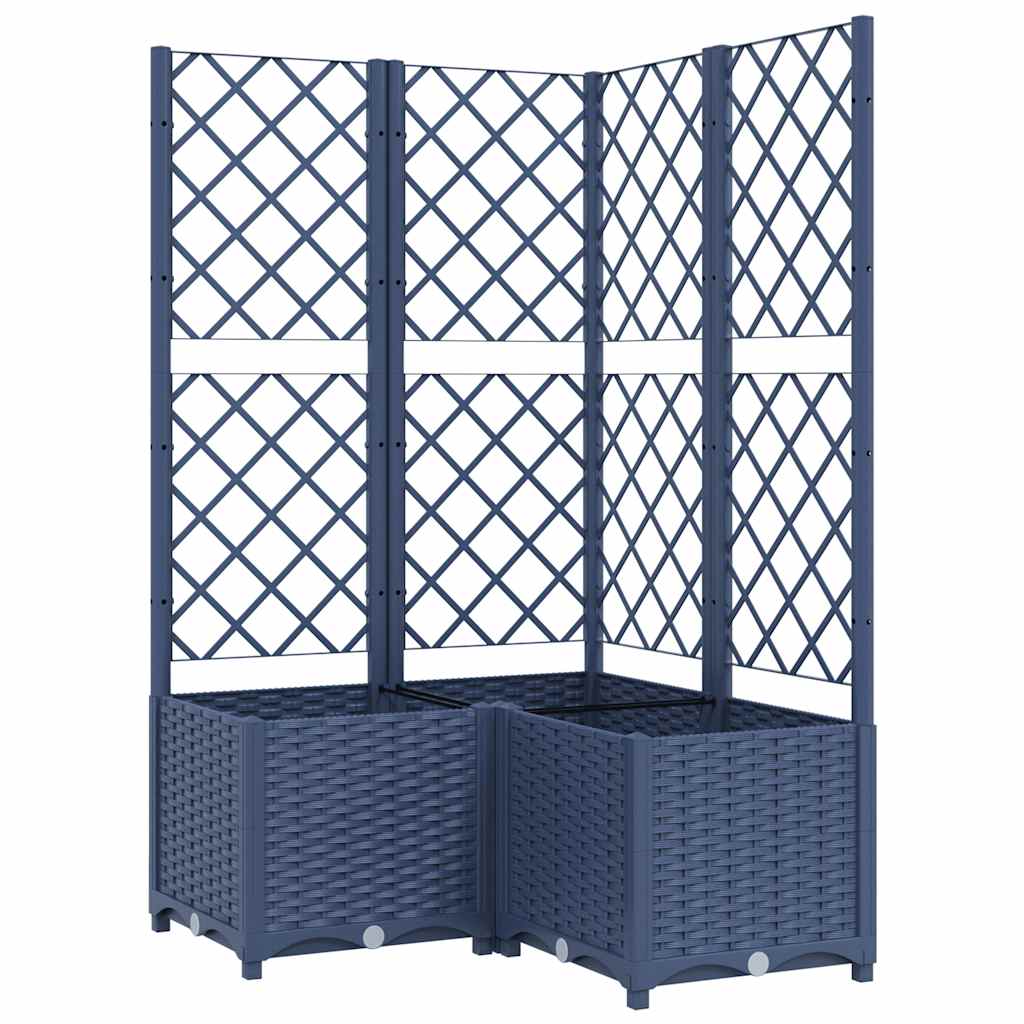 vidaXL Jardinieră de grădină cu spalier,albastru gri, 80x80x136 cm, PP