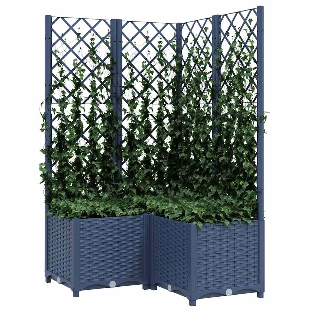 vidaXL Jardinieră de grădină cu spalier,albastru gri, 80x80x136 cm, PP
