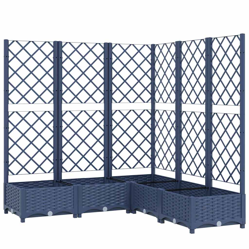 vidaXL Jardinieră de grădină cu spalier,albastru gri,120x120x121,5cm, PP