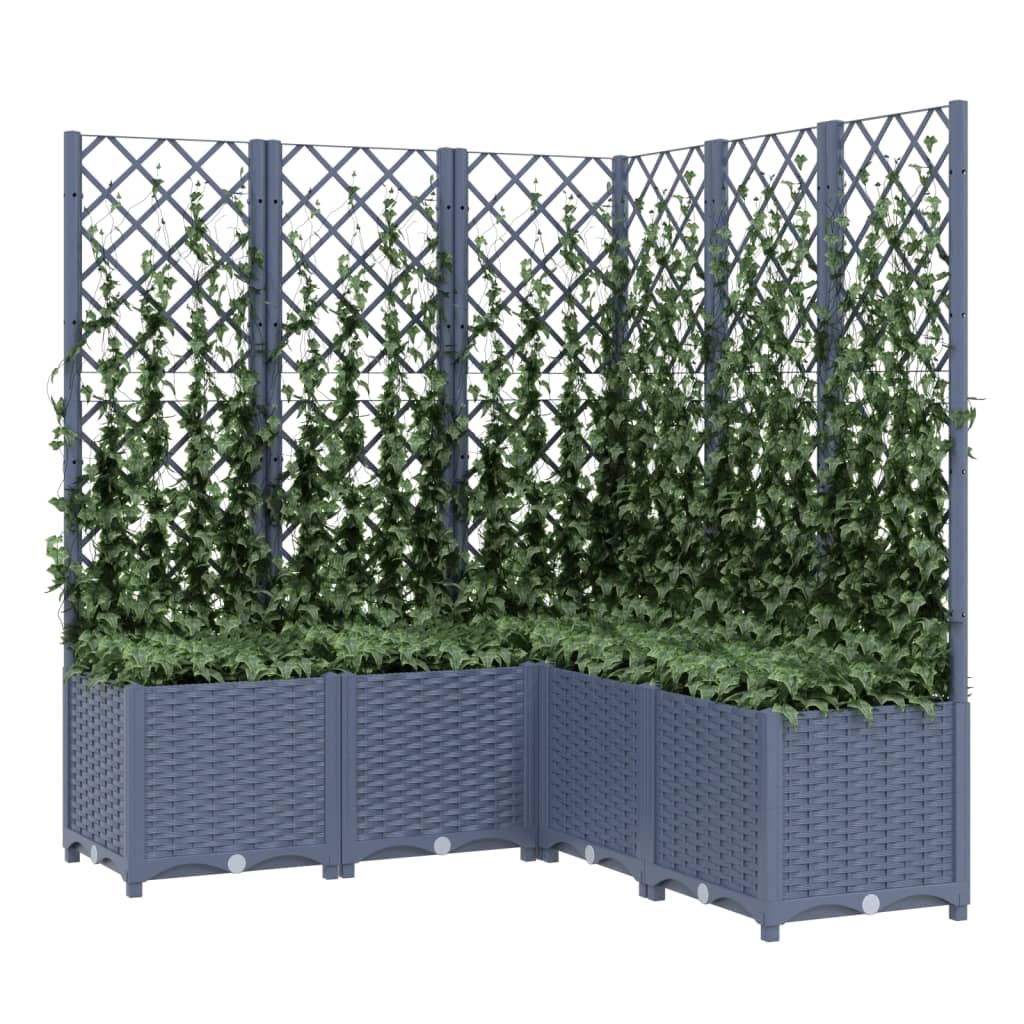 vidaXL Jardinieră de grădină cu spalier,albastru gri, 120x120x136 cm, PP vidaXL Jardinieră de grădină cu spalier,albastru gri, 120x120x136 cm, PP