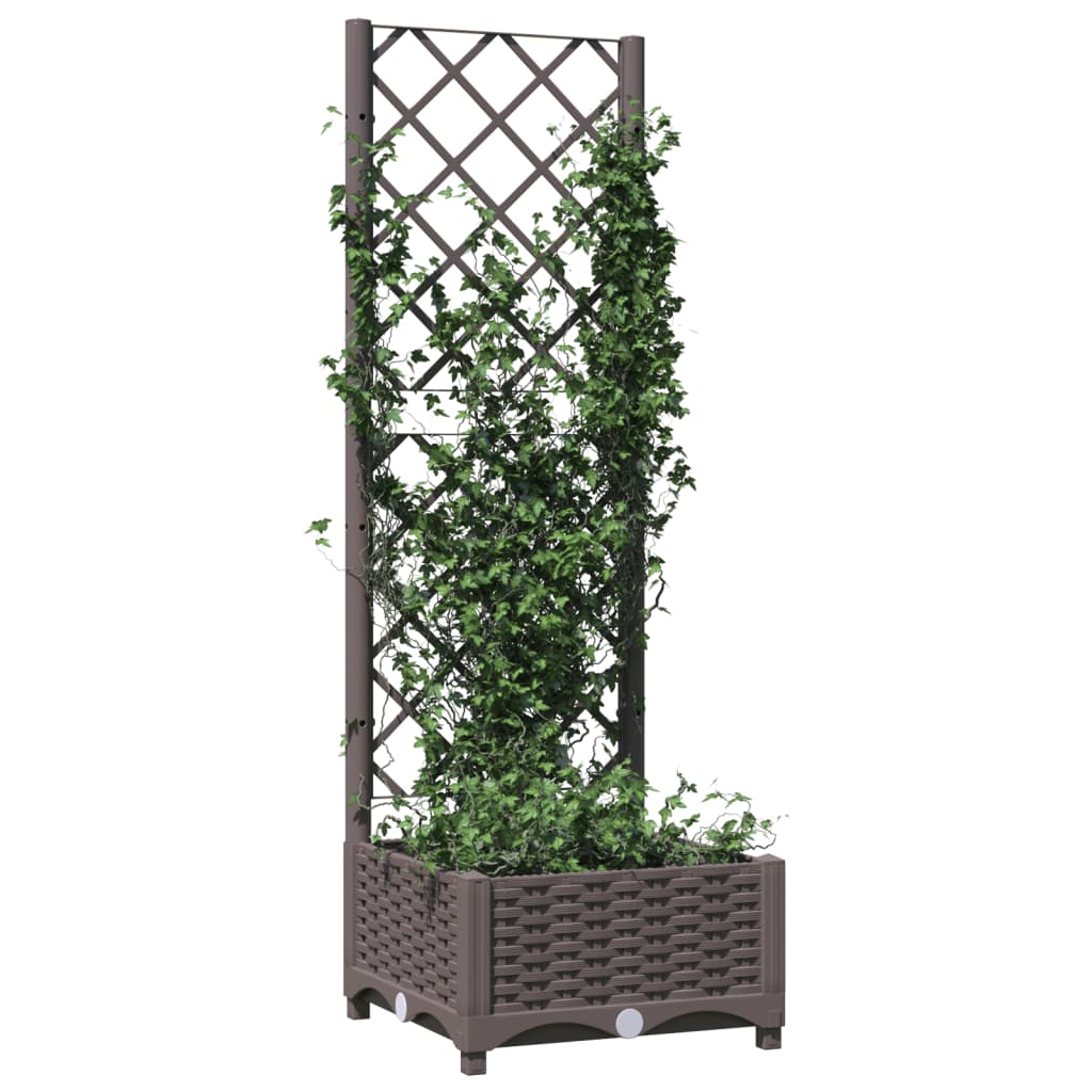 vidaXL Jardinieră de grădină cu spalier maro, 40x40x121,5 cm, PP vidaXL Jardinieră de grădină cu spalier maro, 40x40x121,5 cm, PP