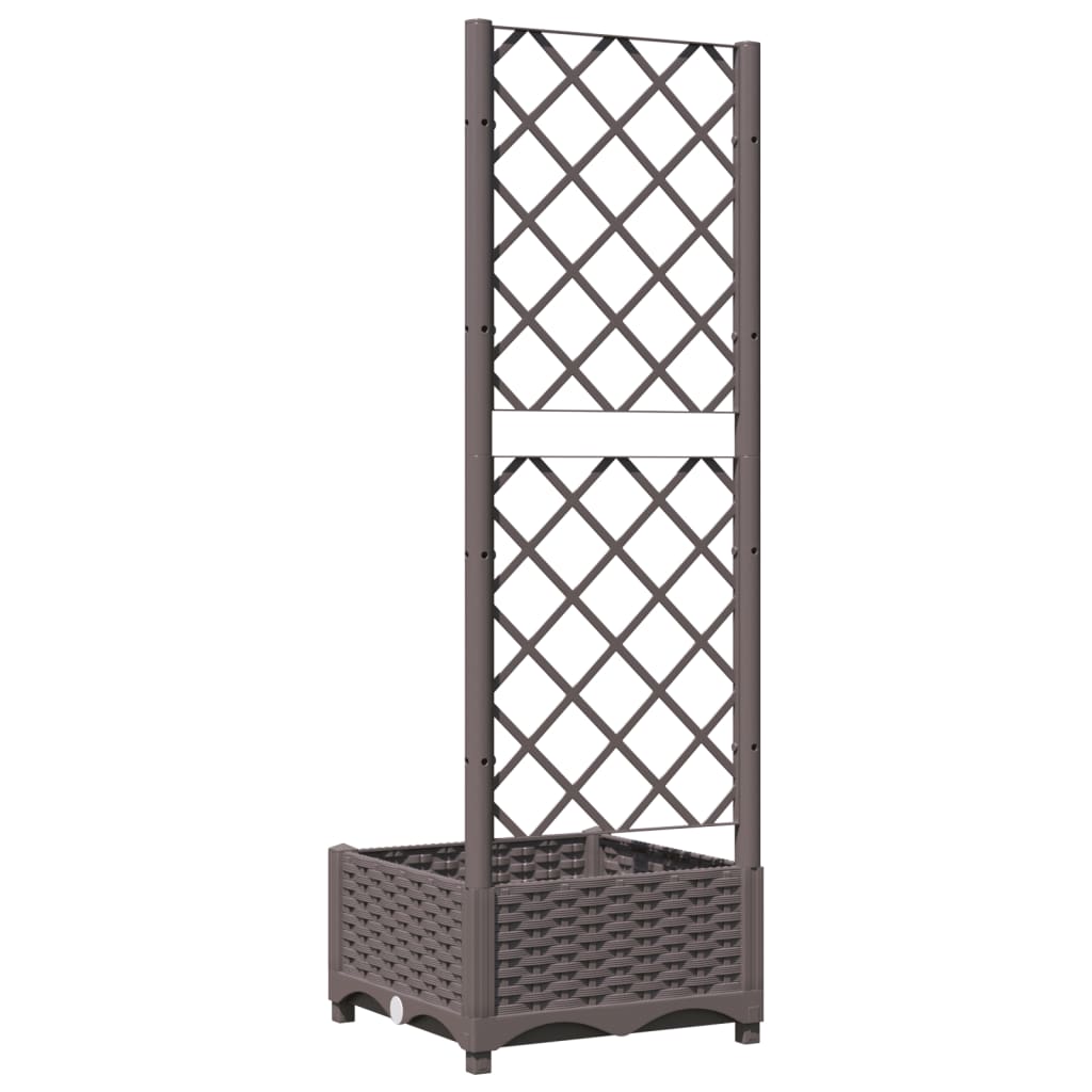 vidaXL Jardinieră de grădină cu spalier maro, 40x40x121,5 cm, PP vidaXL Jardinieră de grădină cu spalier maro, 40x40x121,5 cm, PP