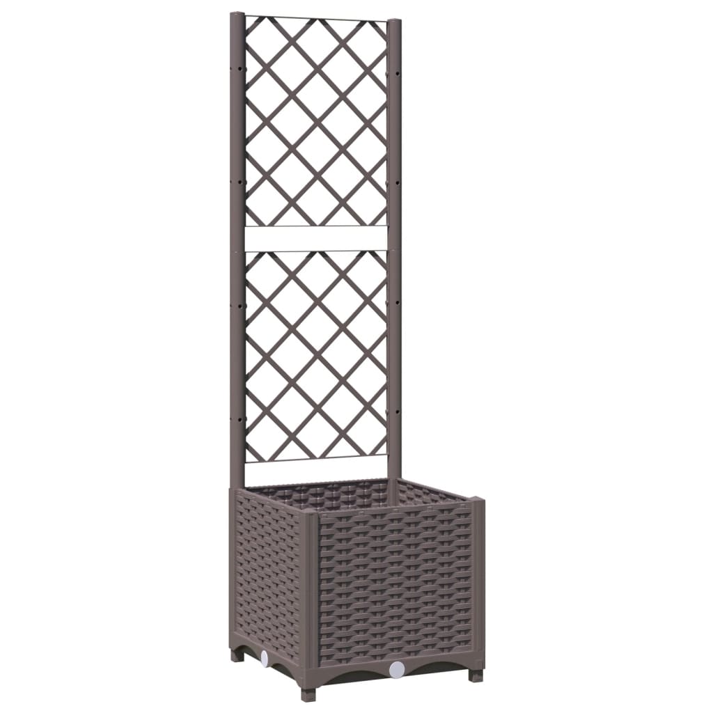vidaXL Jardinieră de grădină cu spalier maro, 40x40x136 cm, PP vidaXL Jardinieră de grădină cu spalier maro, 40x40x136 cm, PP