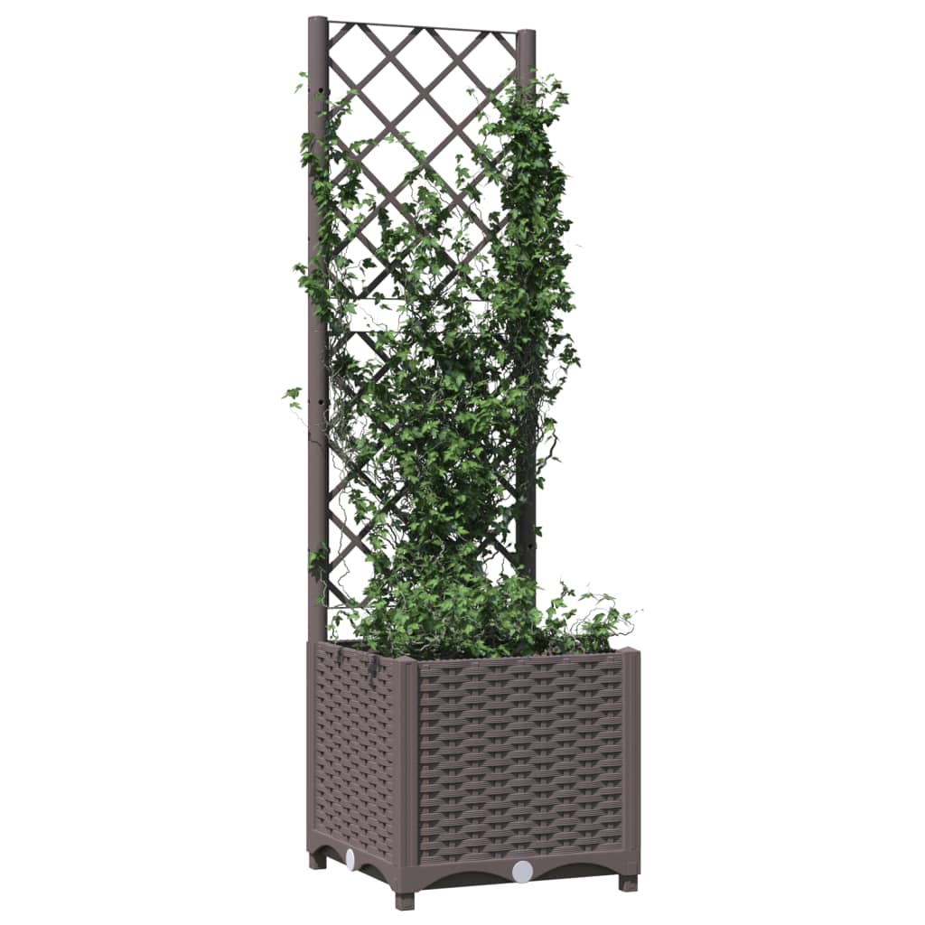 vidaXL Jardinieră de grădină cu spalier maro, 40x40x136 cm, PP vidaXL Jardinieră de grădină cu spalier maro, 40x40x136 cm, PP