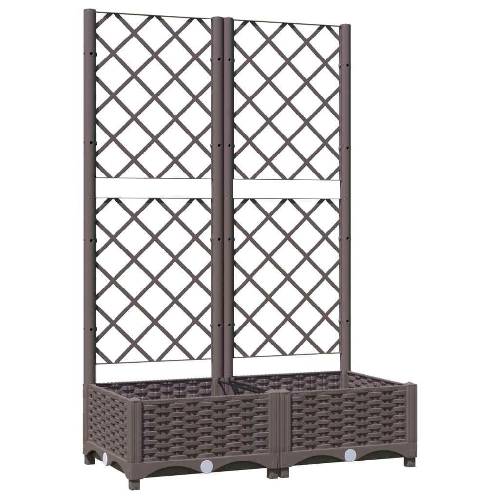 vidaXL Jardinieră de grădină cu spalier maro, 80x40x121,5 cm, PP