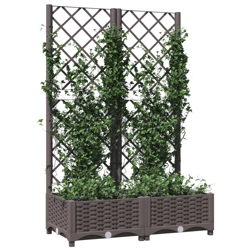 vidaXL Jardinieră de grădină cu spalier maro, 80x40x121,5 cm, PP
