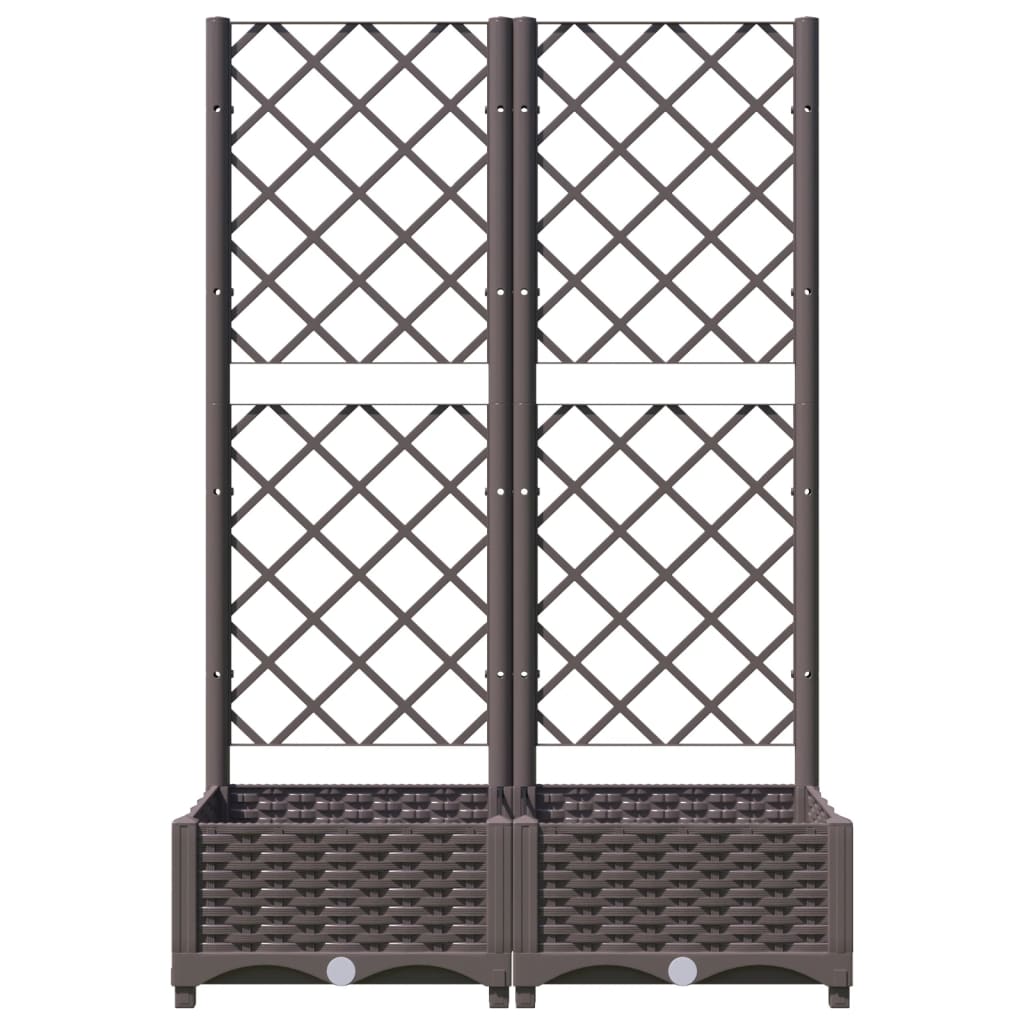 vidaXL Jardinieră de grădină cu spalier maro, 80x40x121,5 cm, PP
